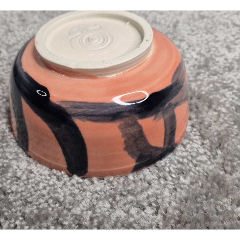 Muddy Five Studio Art Pottery Bowl Stoneware orange black Glazed Handmade‎ - Picture 3 of 8